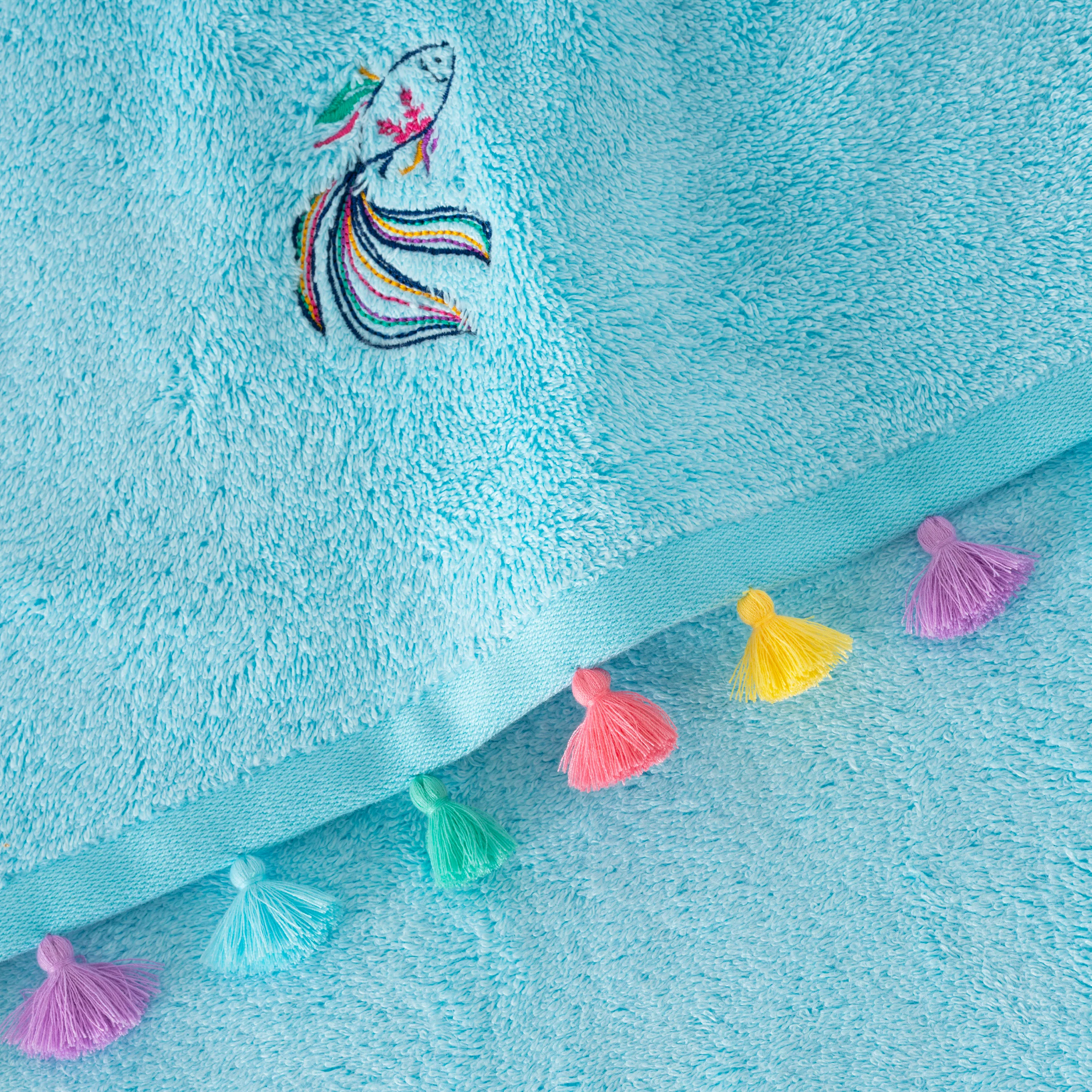 Demilune Cotton & Bamboo Viscose Bath Towel - Lagoon - Image 5