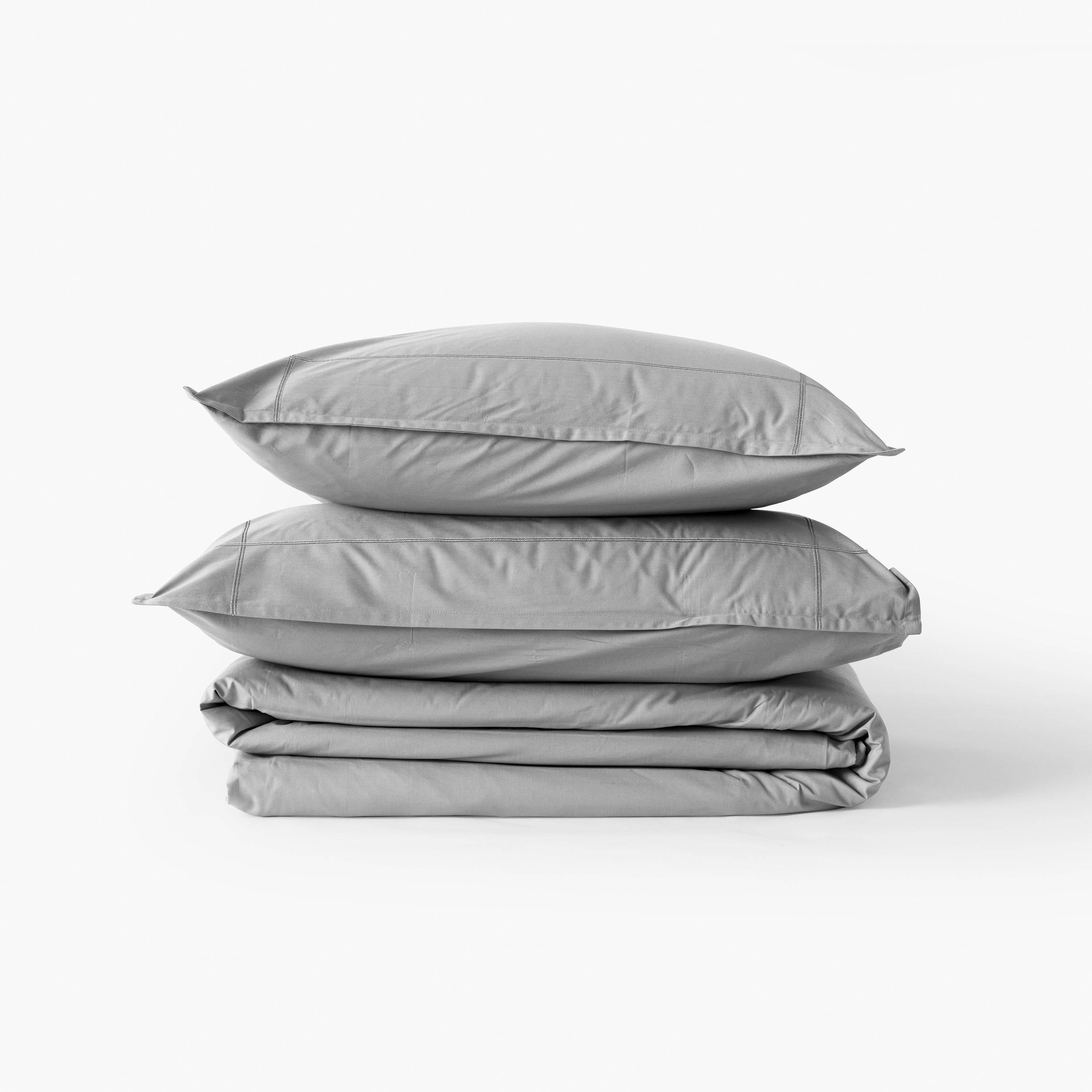 Neo Cotton Percale Duvet Cover - Grey - Image 4