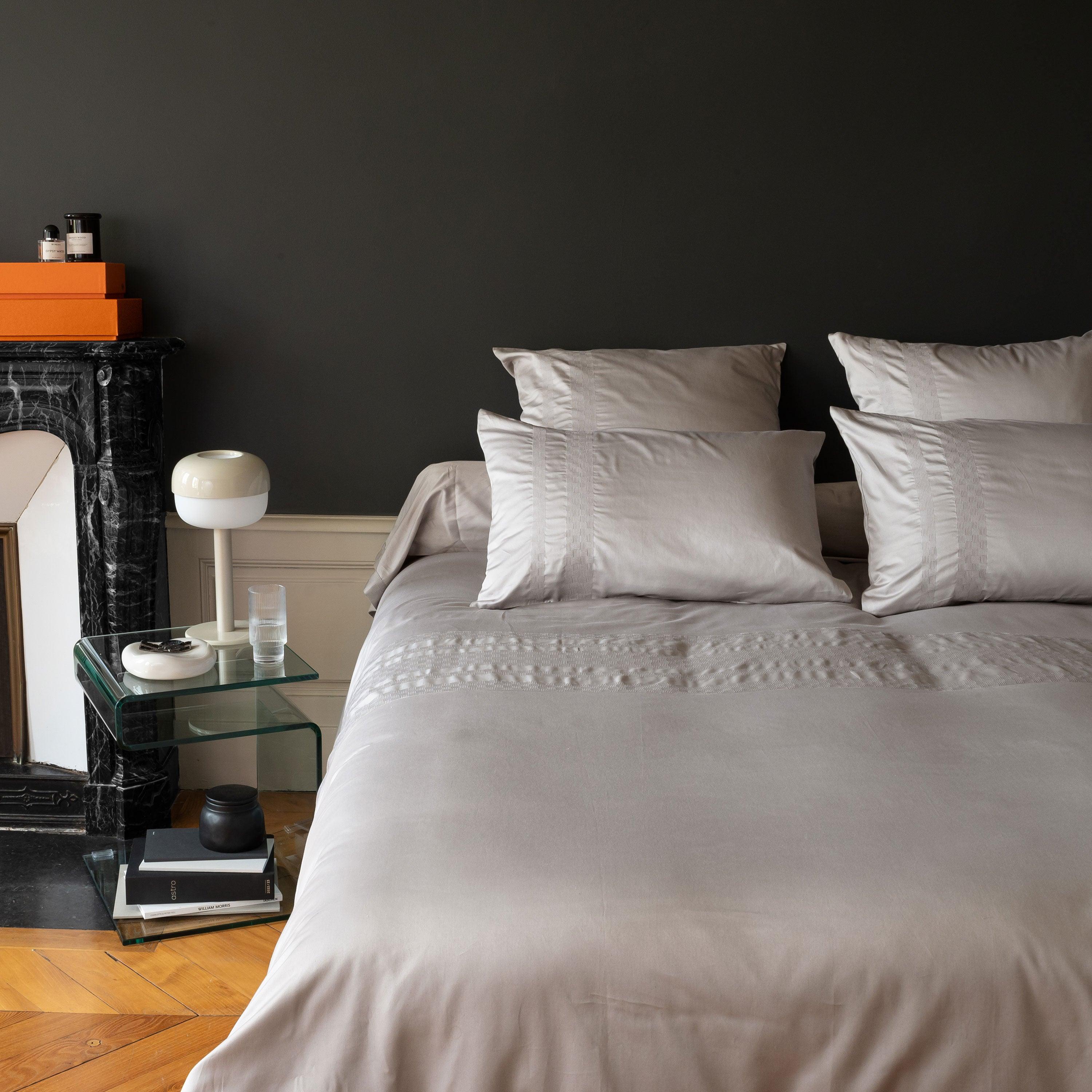 Duvet Cover in Cotton Satin Titane