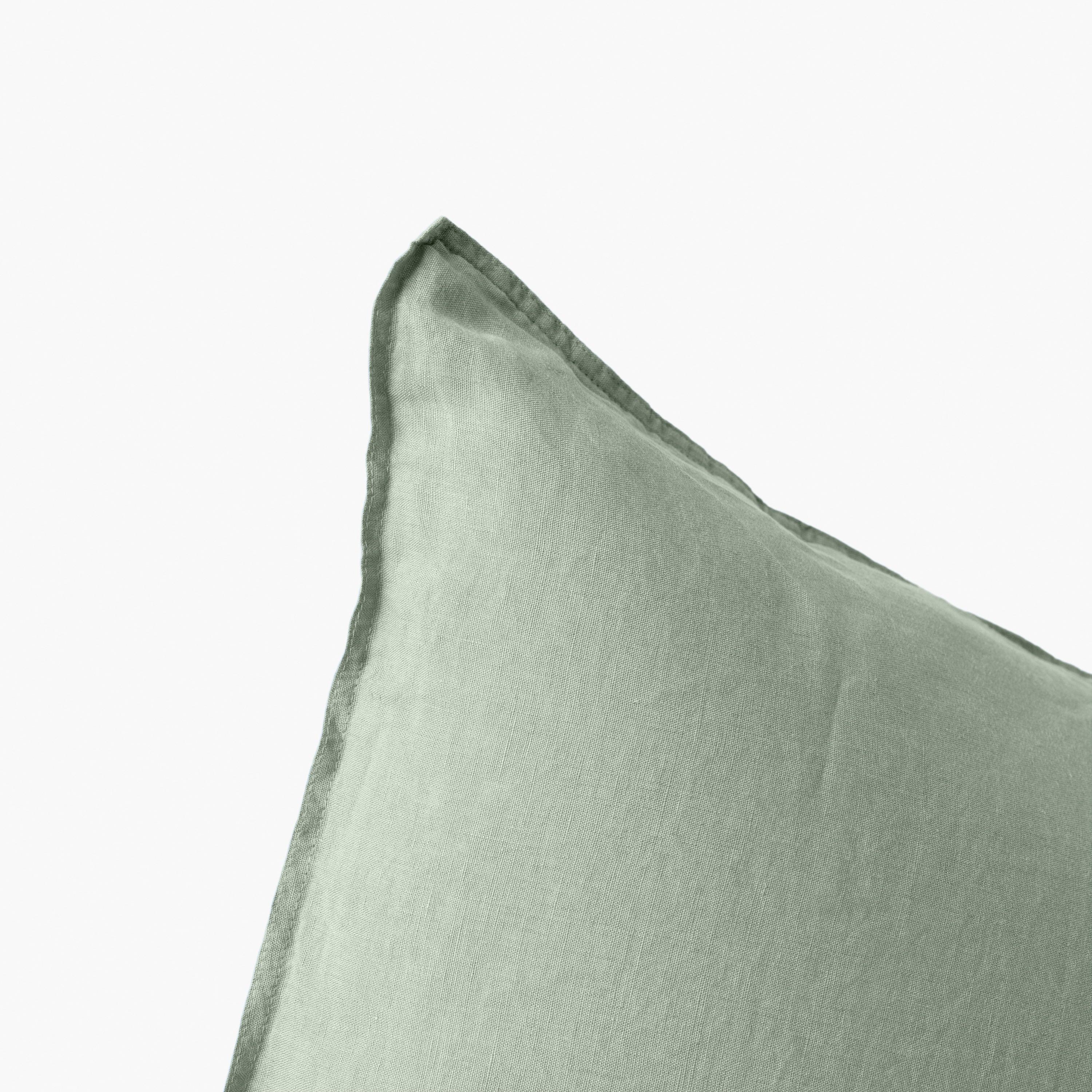 Songe Rectangular Washed Linen Pillowcase - Eucalyptus - Image 4