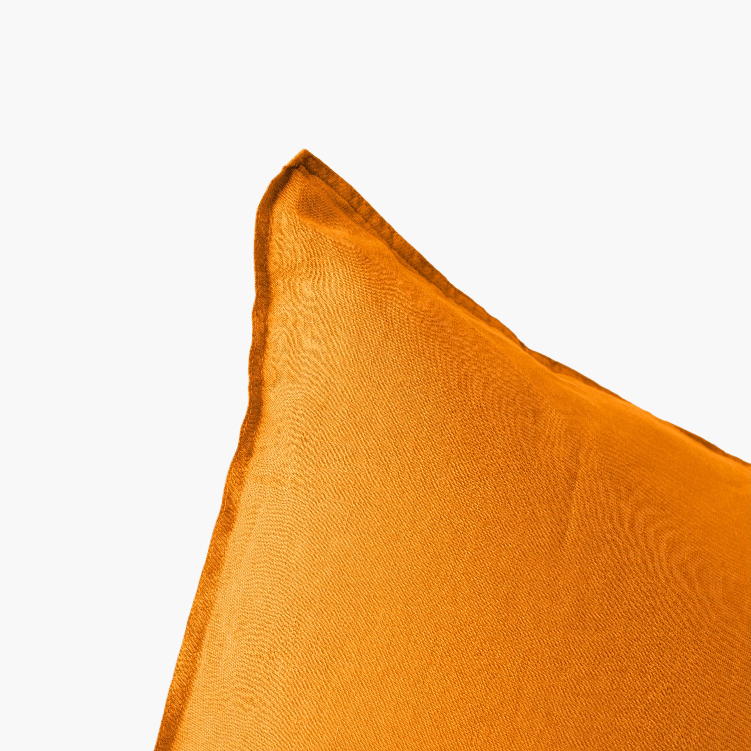 Songe Rectangular Washed Linen Pillowcase - Turmeric - Image 4