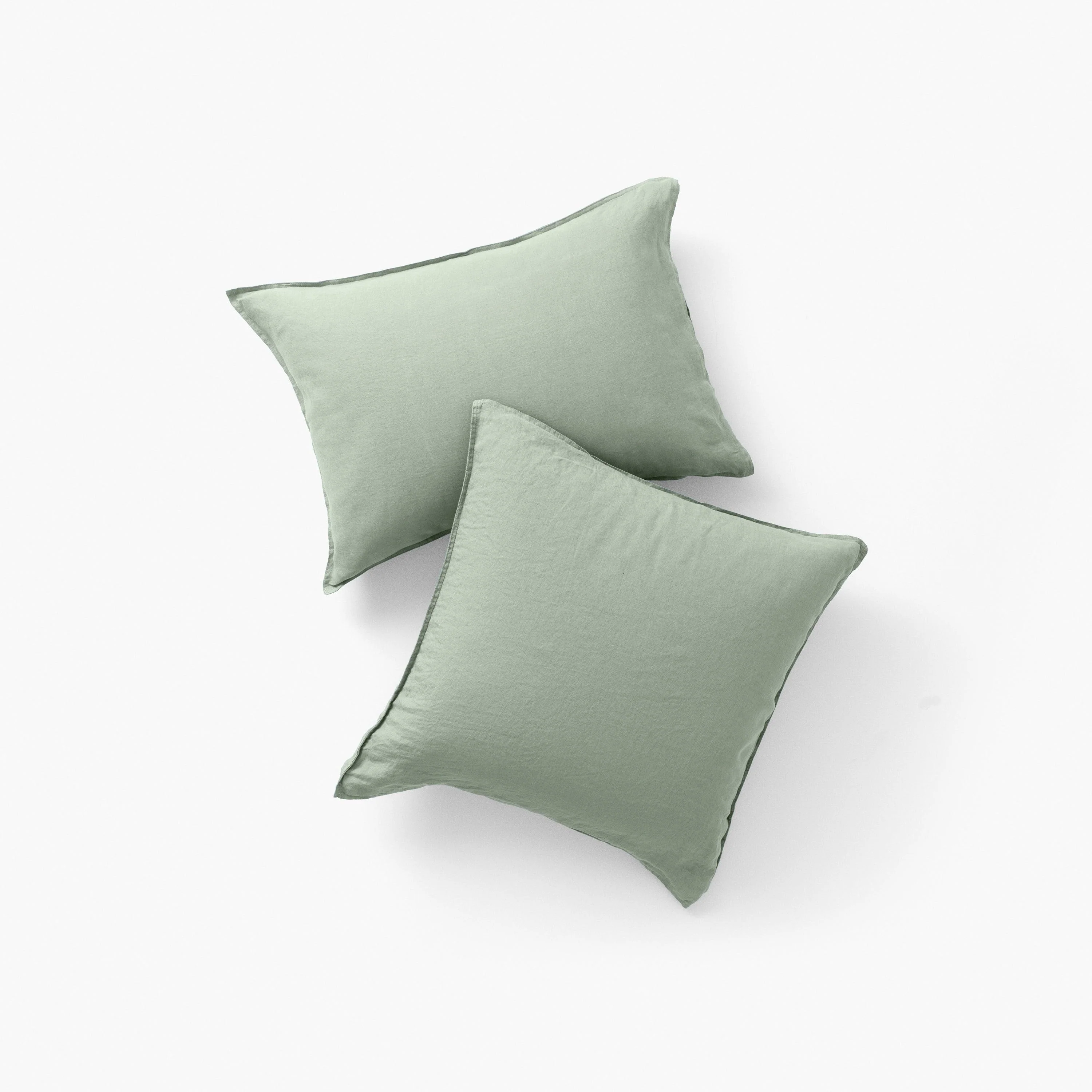 Songe Square Washed Linen Pillowcase - Eucalyptus - Image 2